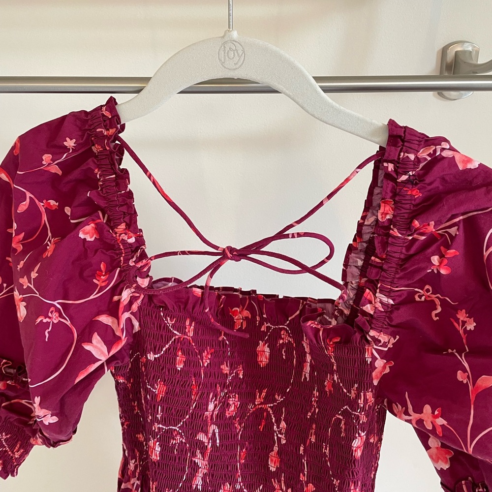 Hill House Midi Dress in Burgundy Floral - Picture 4 of 7